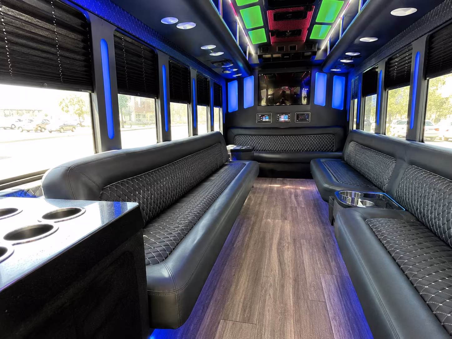 eugene 15 passenger party bus inside