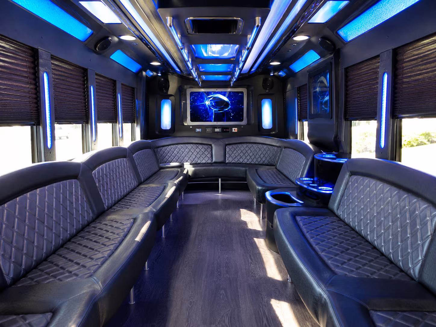 eugene 28 passenger party bus inside