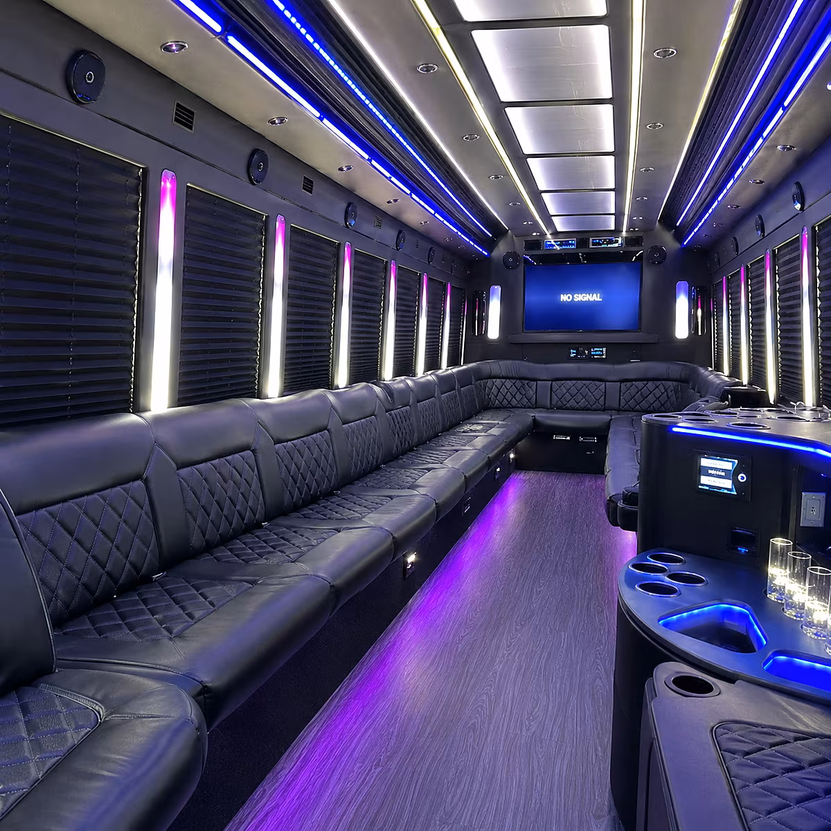 eugene 30 passenger party bus inside